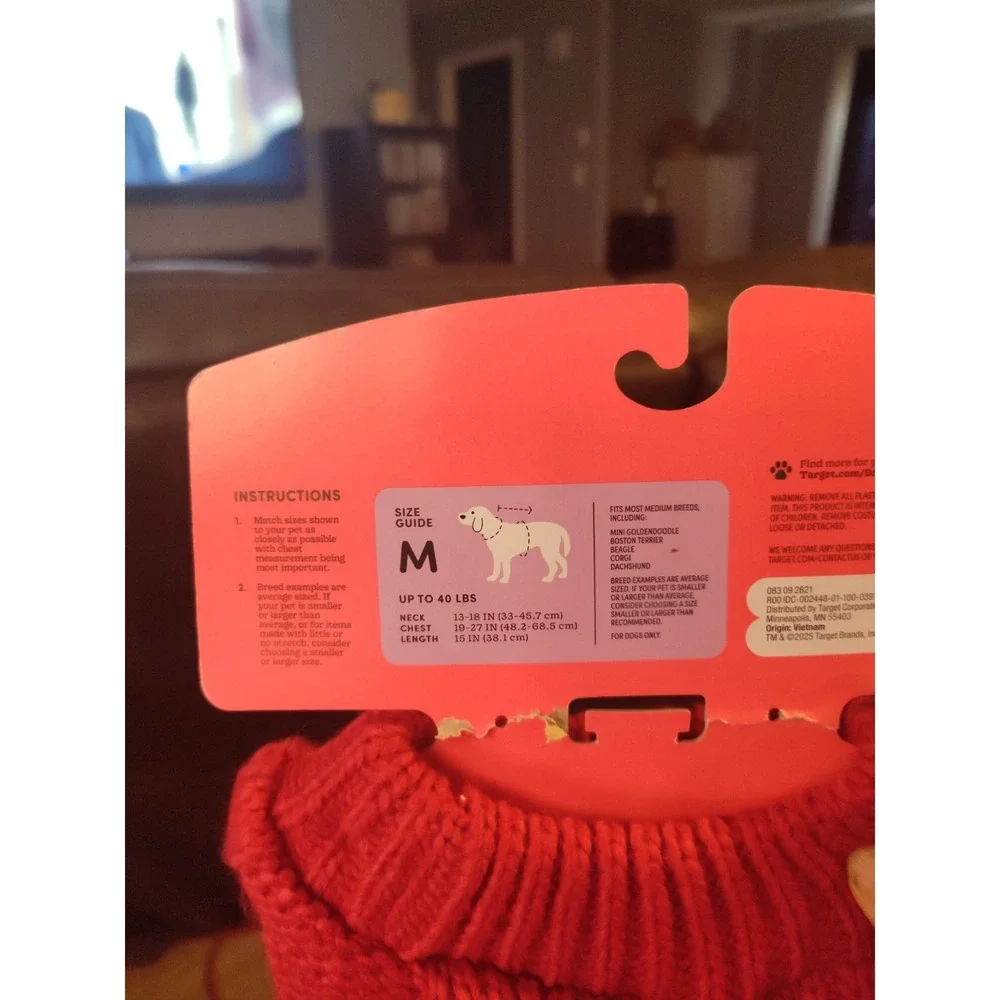 Boots & Barkley Size Medium (up to 40lbs) Red Cable knit Pet Sweater